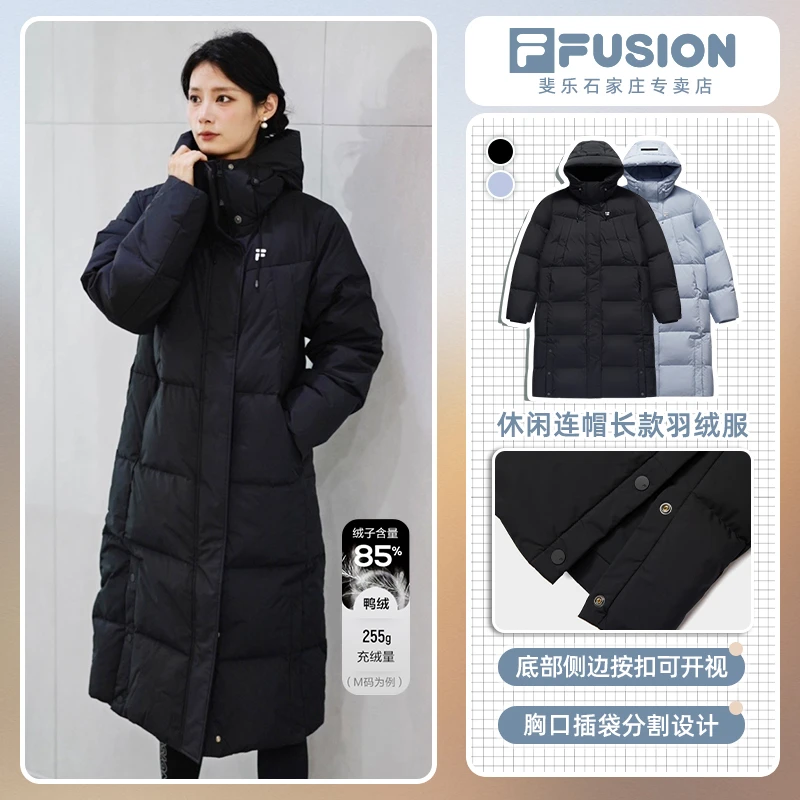 Fila/斐乐潮流羽绒服女款冬季保暖宽松时尚外套休闲长款运动外套