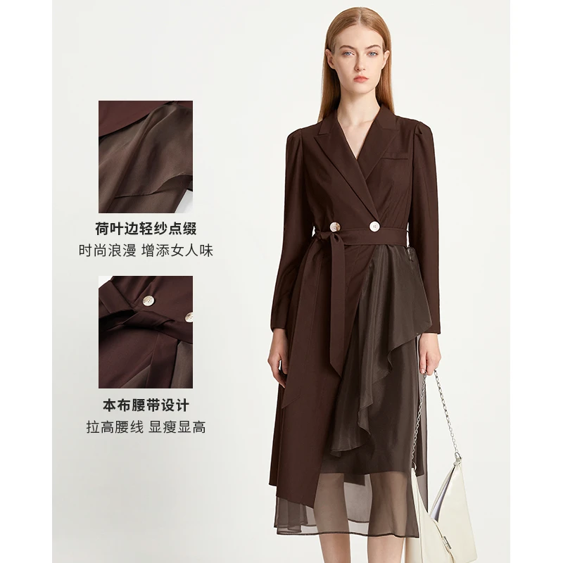 莱芙·艾迪儿财阀千金女装早春显瘦收腰优雅长袖连衣裙3F1L94098