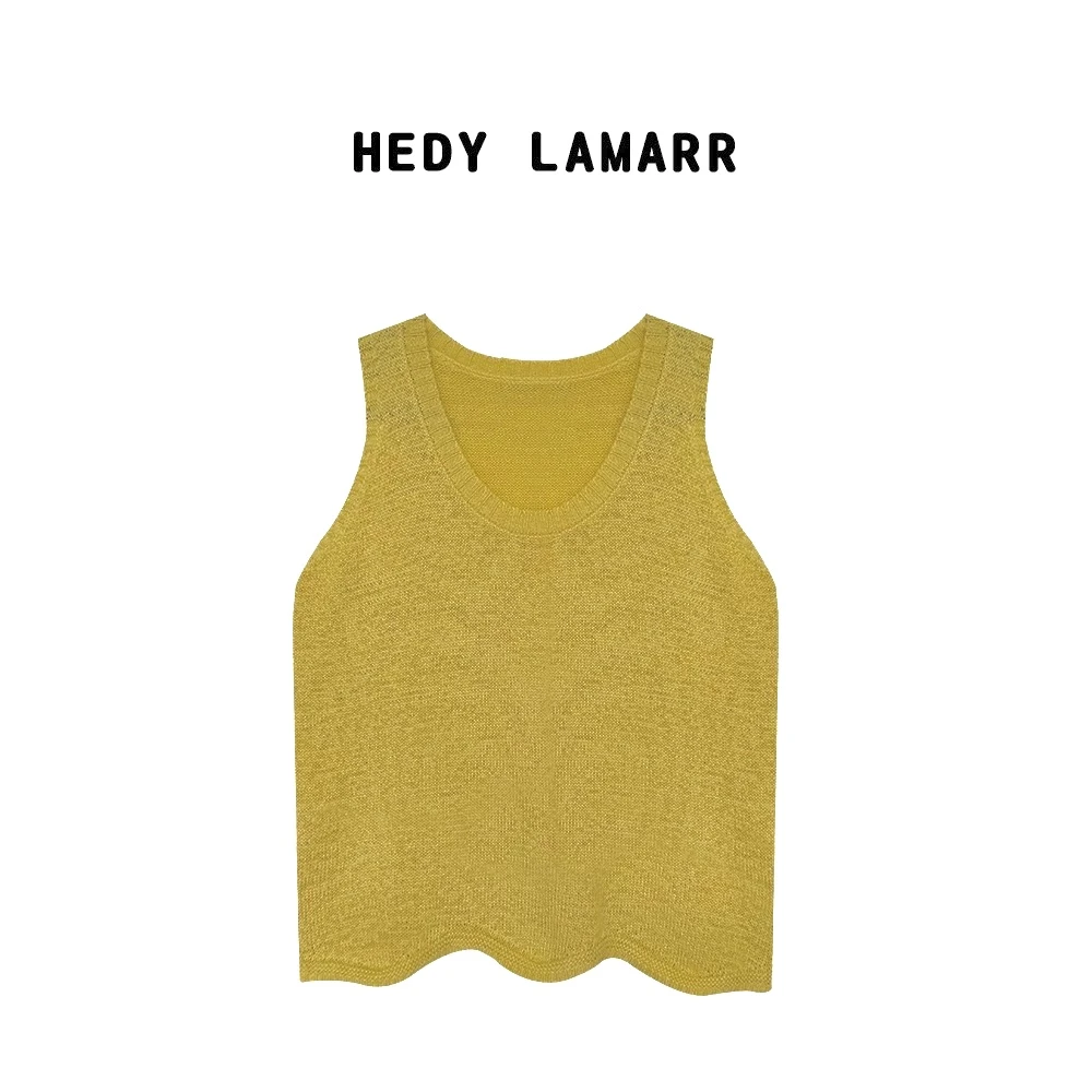 【何發财】优雅弧度 带子纱U领纯色无袖百搭波浪边背心 B54173