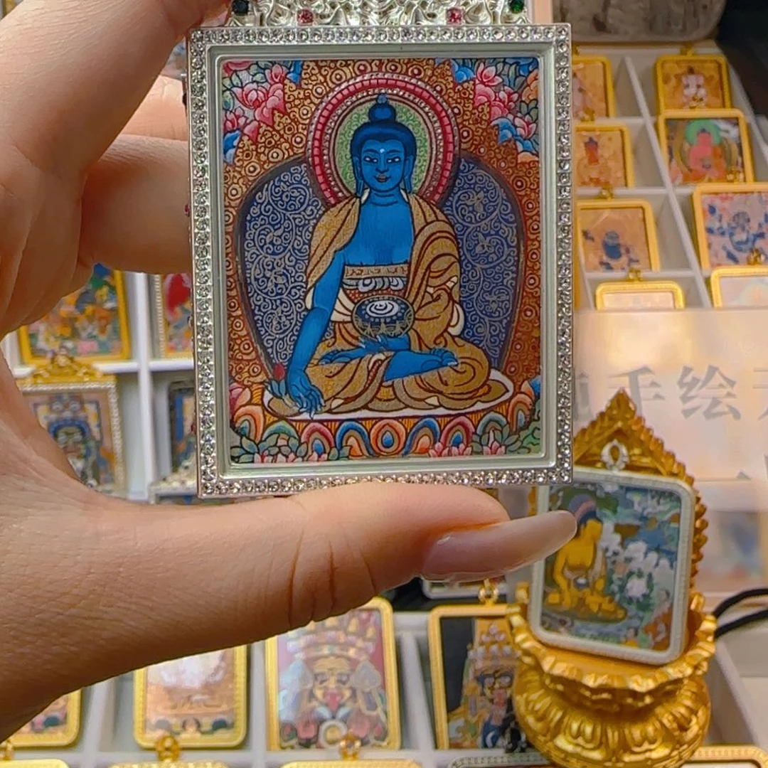 吊坠精品药师热贡纯手绘