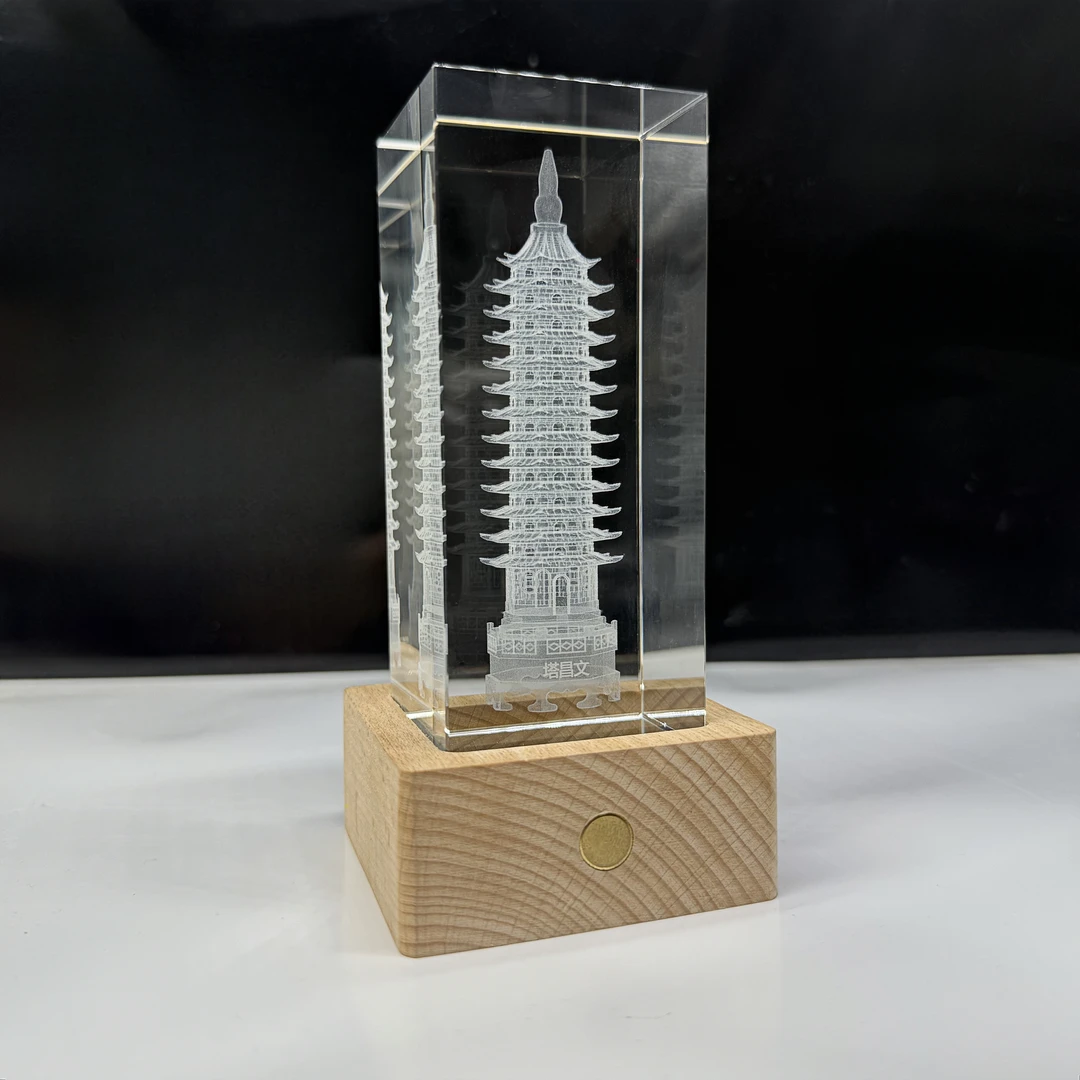 发光水晶文昌塔客厅书房办公室男女孩书桌空心摆件助力学业事业