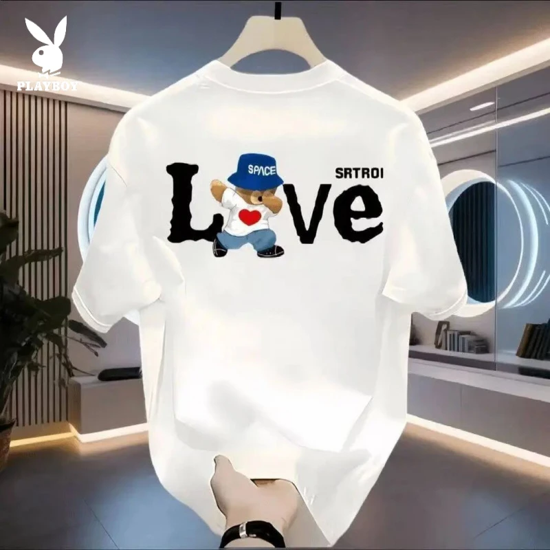 花花公子7A抗菌透气短袖索罗娜男款T恤时尚百搭休闲短袖T恤宽松男