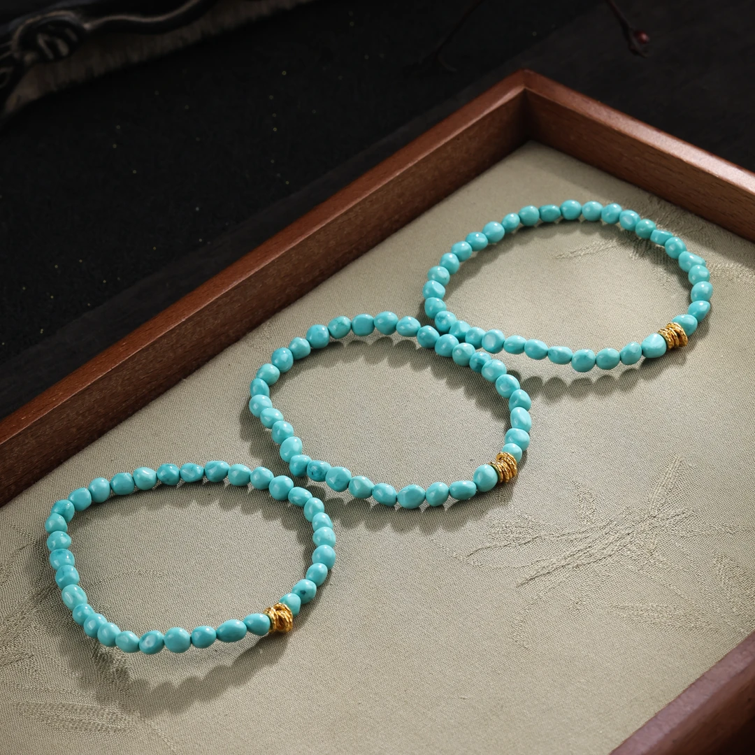 【举石臻选】TA0720-3793-368绿松石手串18k(一件/多样性/约3mm+）O