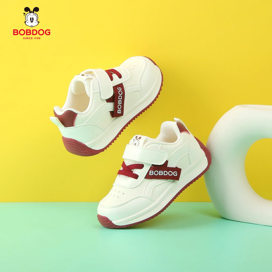 巴布豆童鞋宝宝运动鞋男女小童1一5岁皮面防滑幼童一二阶段学步鞋