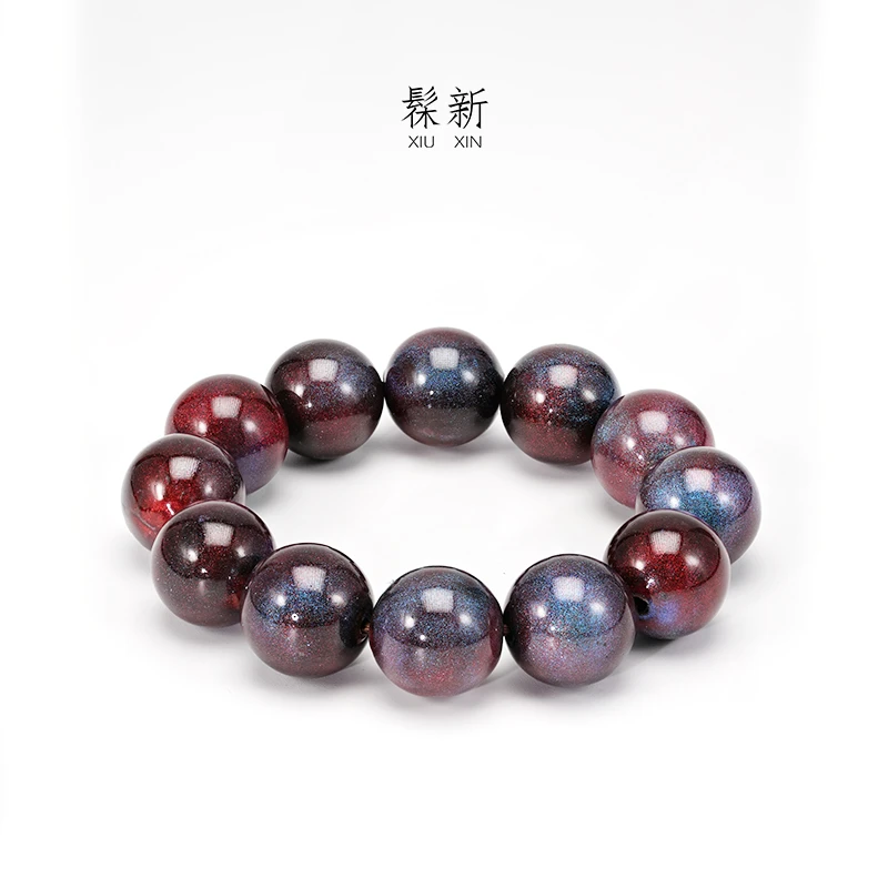 【官方正品】髹新纯手工非遗漆珠霞青设计师款手串手镯精致收藏文玩