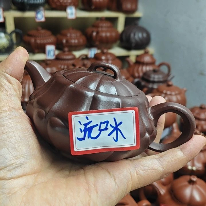 宜兴紫砂壶筋纹器半手工制作紫泥容量一佰六十CC