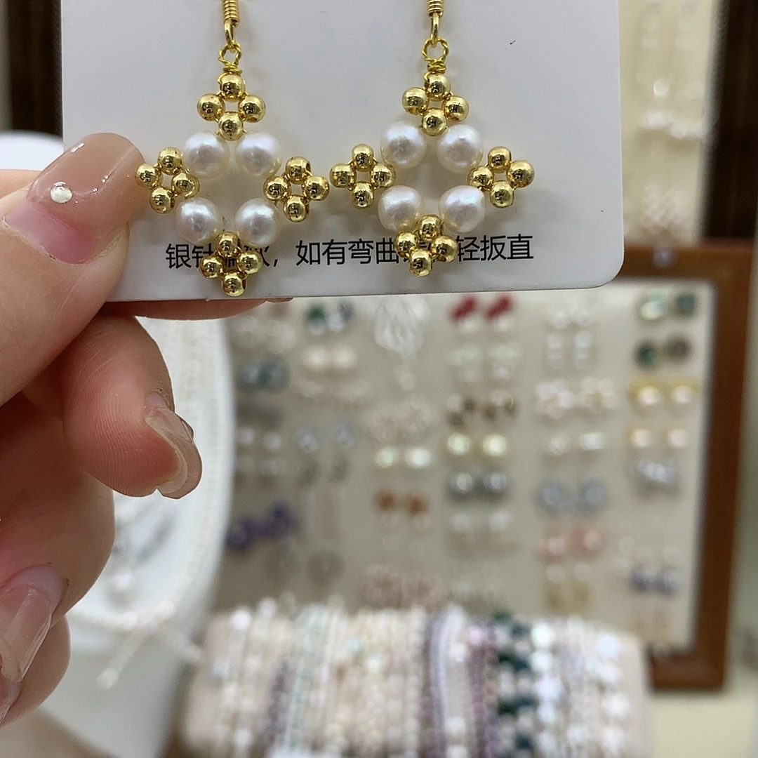 淡水珍珠耳饰银S925镶嵌