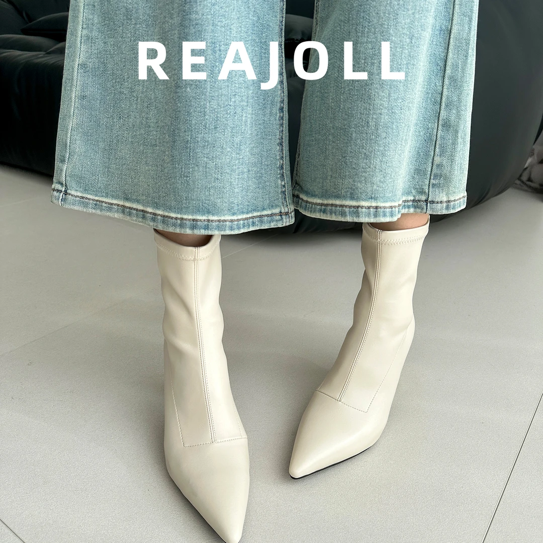 弹力靴子女秋冬新款尖头细高跟2025显瘦优雅法式黑色瘦瘦靴短靴女