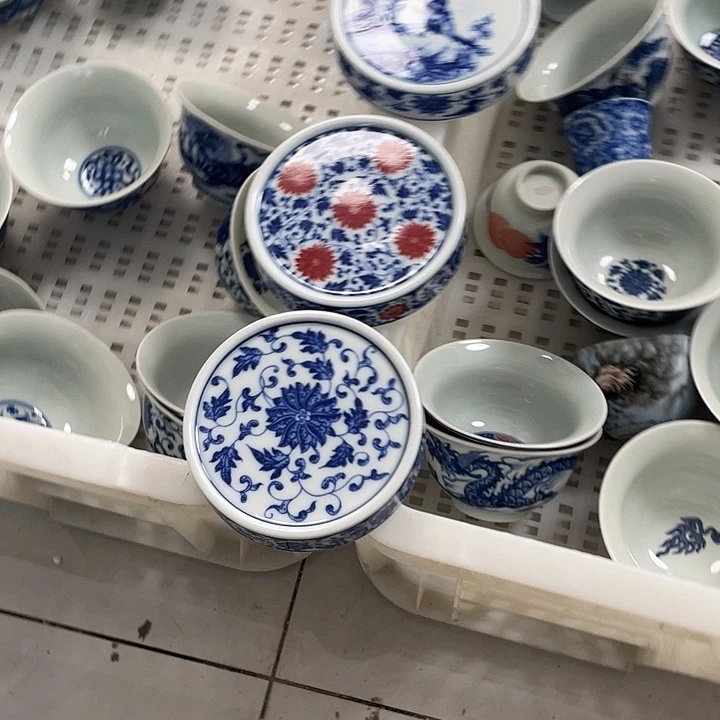 瓷片景德镇青花缠枝莲盖置