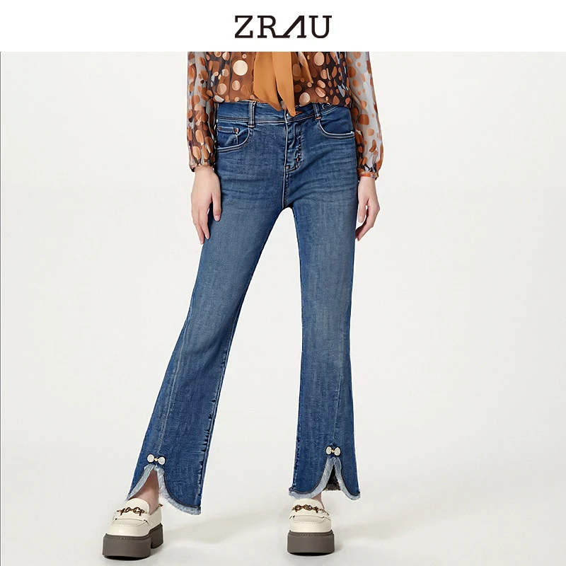 【臻选】ZRAU复古时尚百搭微喇牛仔裤Z1242N0006