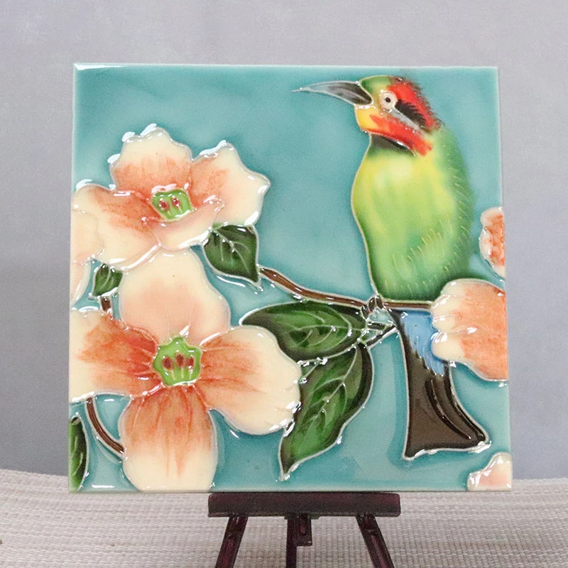 【拙艺轩】C15唐三彩陶瓷版画艺术 国风花鸟系列无框画