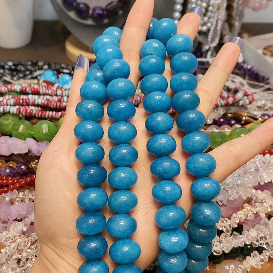 玛瑙/玉髓散珠天然石16mm胖算盘一条