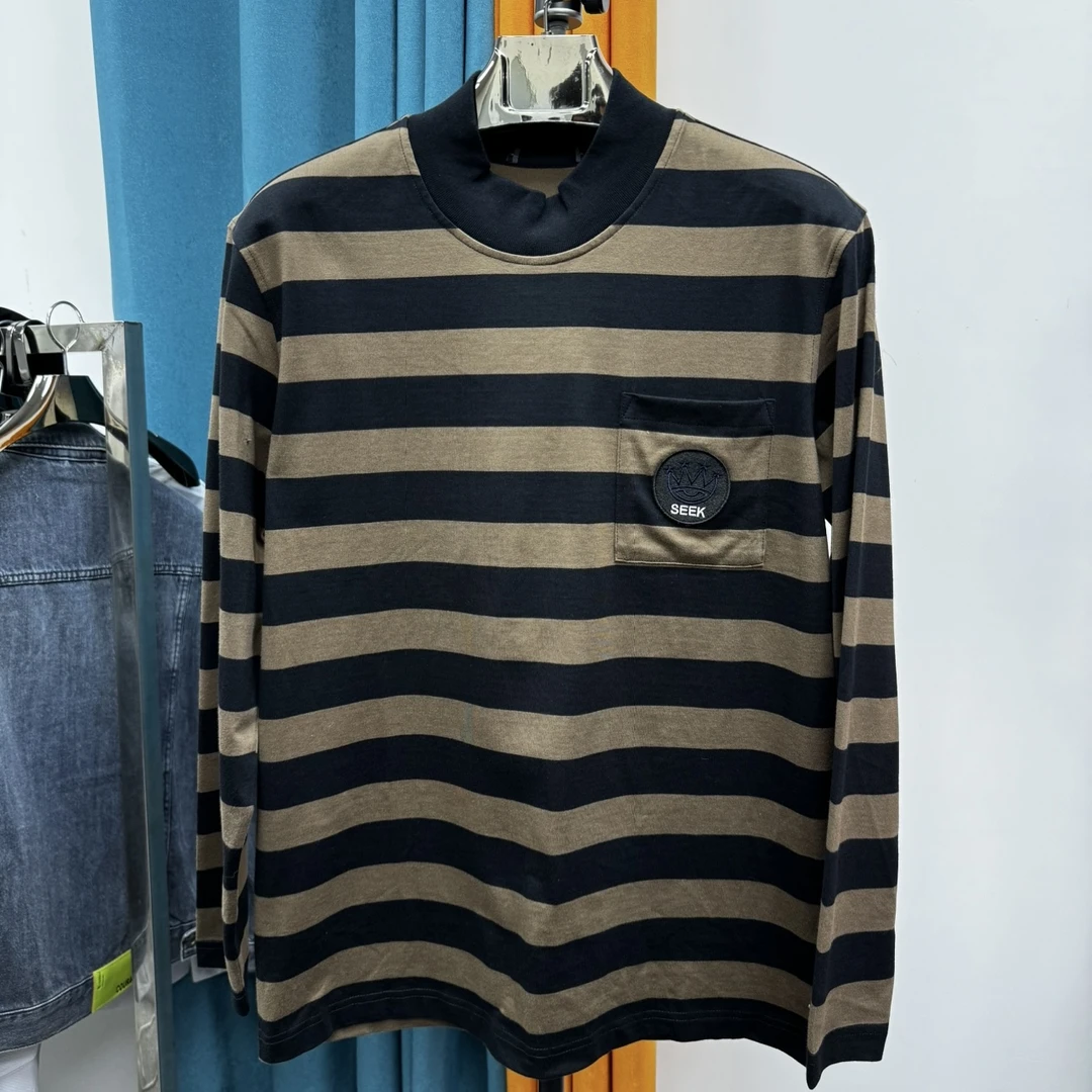 春季男士条纹长袖舒适百搭YC59017时尚圆领