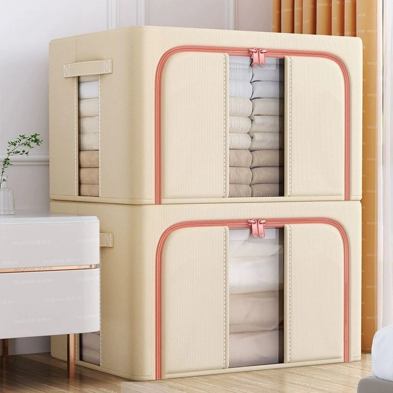 佳帮手衣服收纳箱家用装衣物被子百纳箱布艺可视窗衣柜专用整理箱