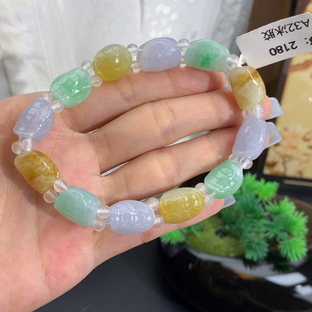 翡翠未镶嵌手串冰胶多宝富甲天下手串
