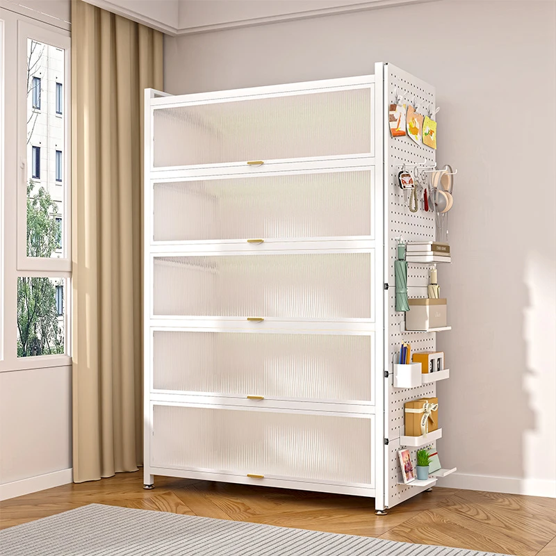 家用书柜带门防尘储物柜儿童多层落地铁艺书架客厅收纳钢制置物架