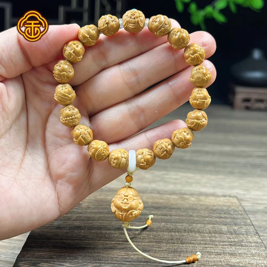 猴头核桃  1.05左右可爱弥勒坠地主 镶嵌款 手串  HTML-2059C6