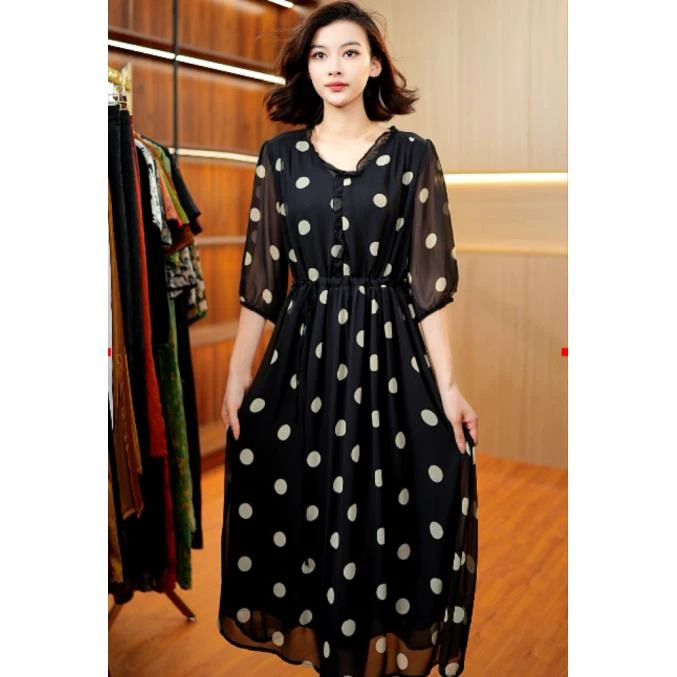 3895-15新款波点舒适时尚休闲连衣裙