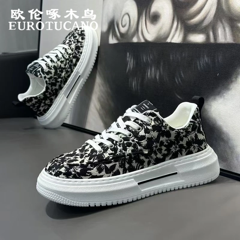 欧伦啄木鸟EUROTUCANO冬季帆布鞋子男款潮流小白鞋厚底休闲板鞋