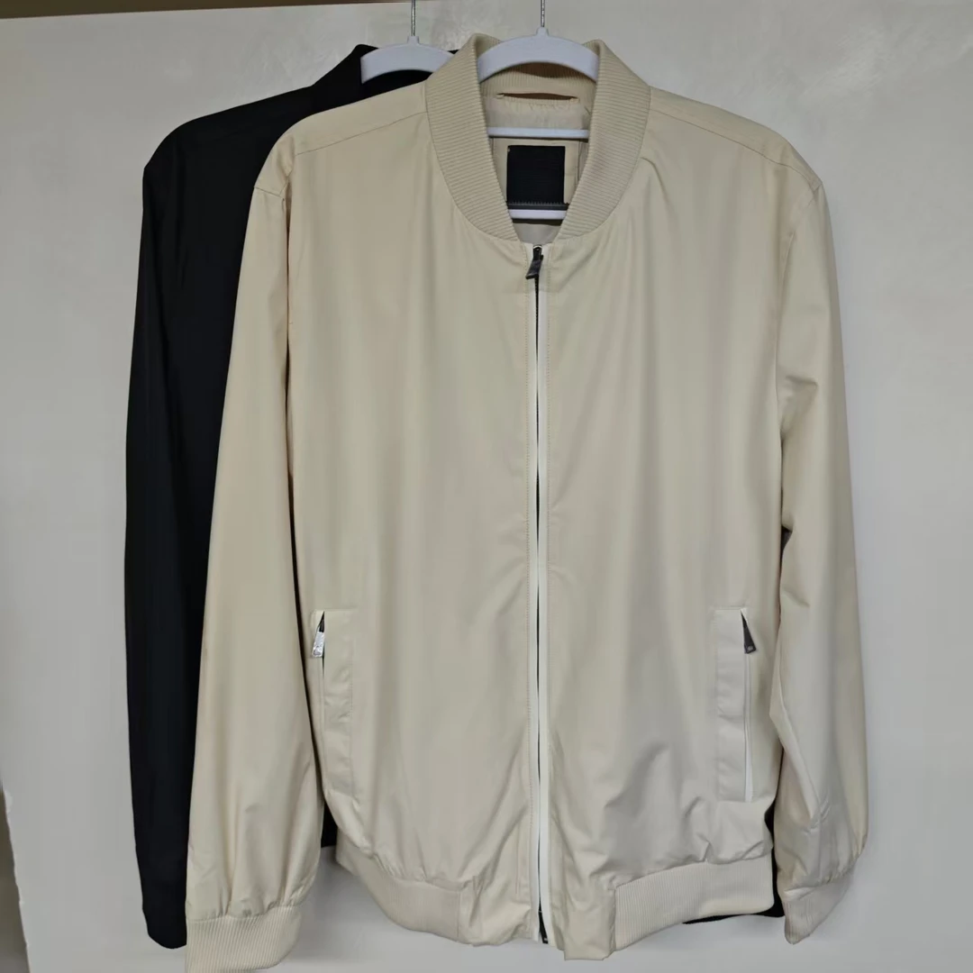 男士黑色棒球领拉链外套-A5