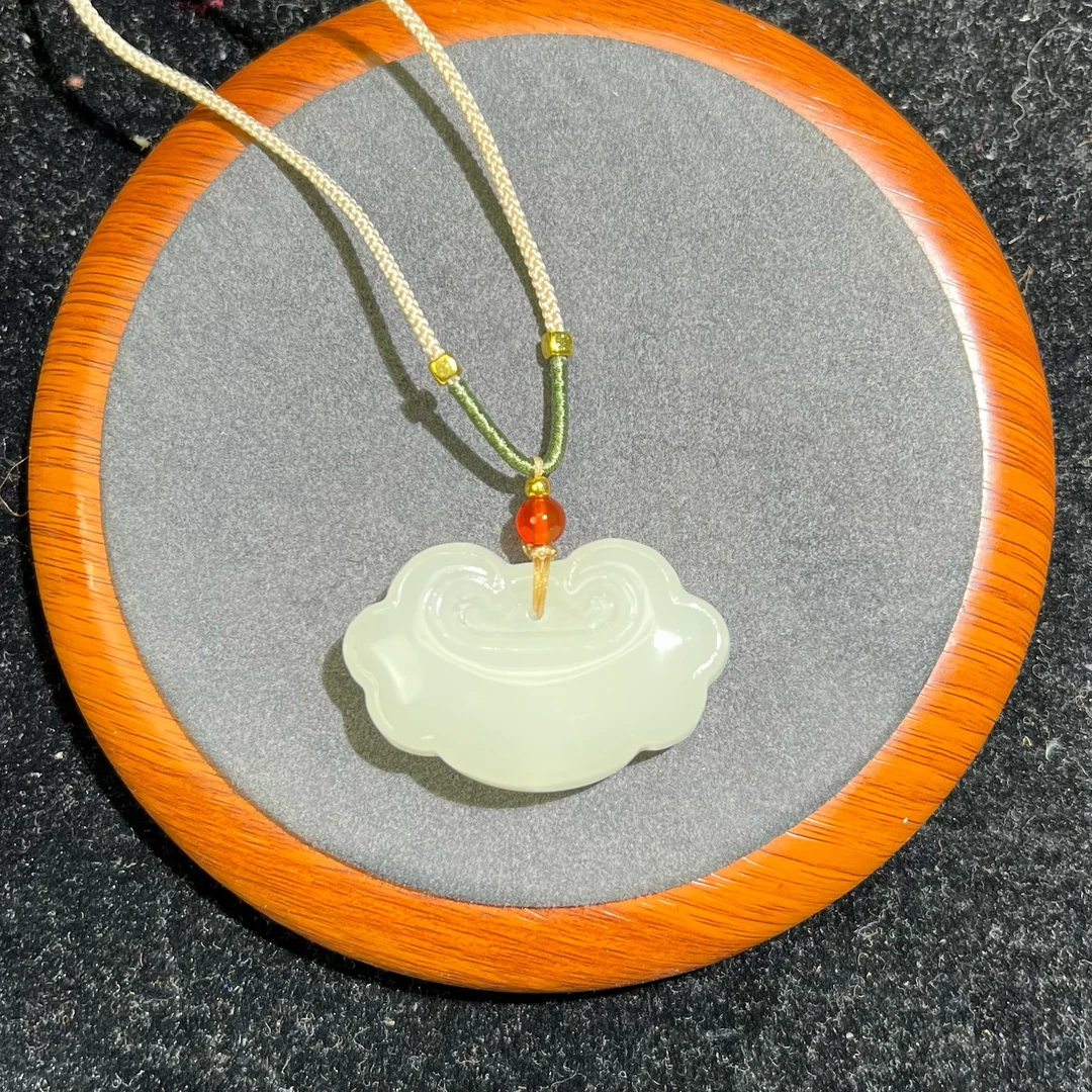 湖水绿祥云如意锁