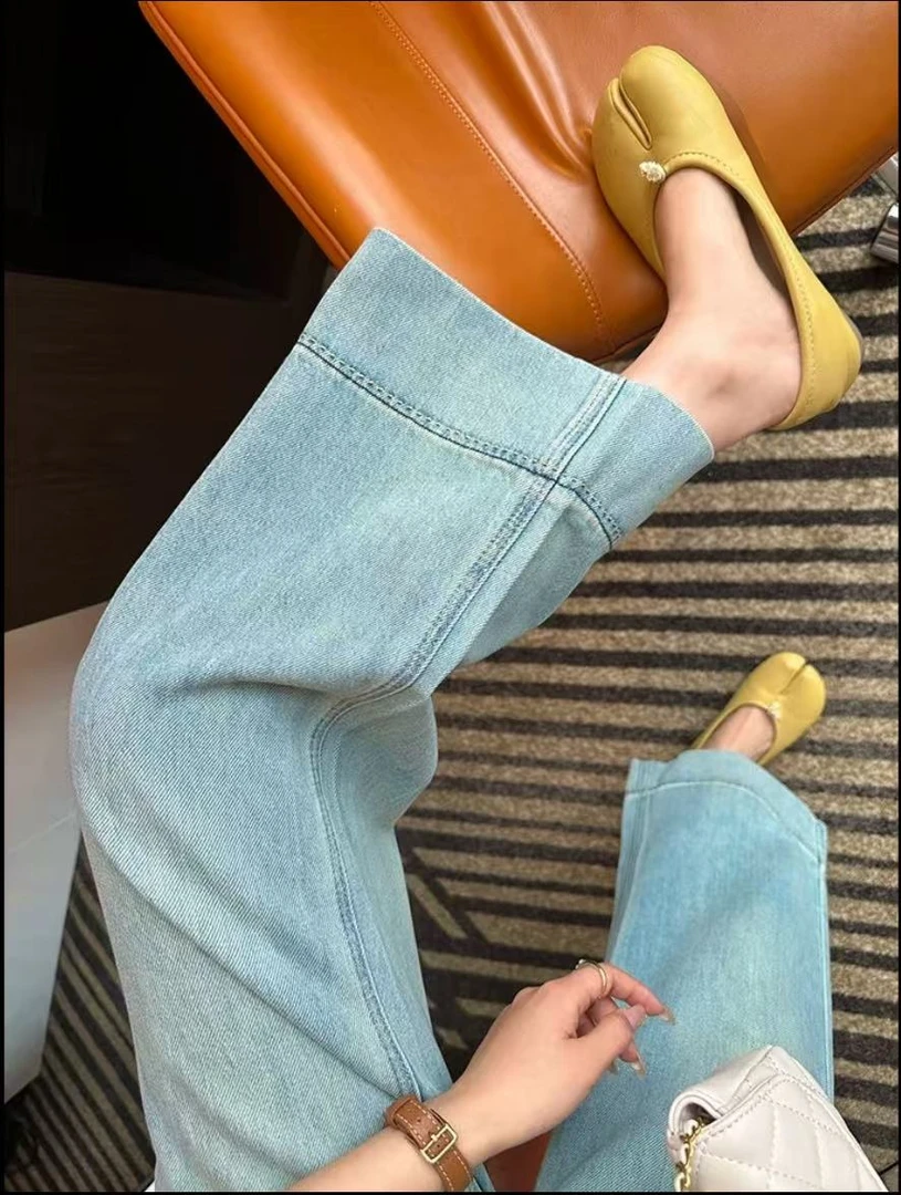 阔腿牛仔裤女2025年夏季新款薄款小个子八分九分裤奶奶直筒裤