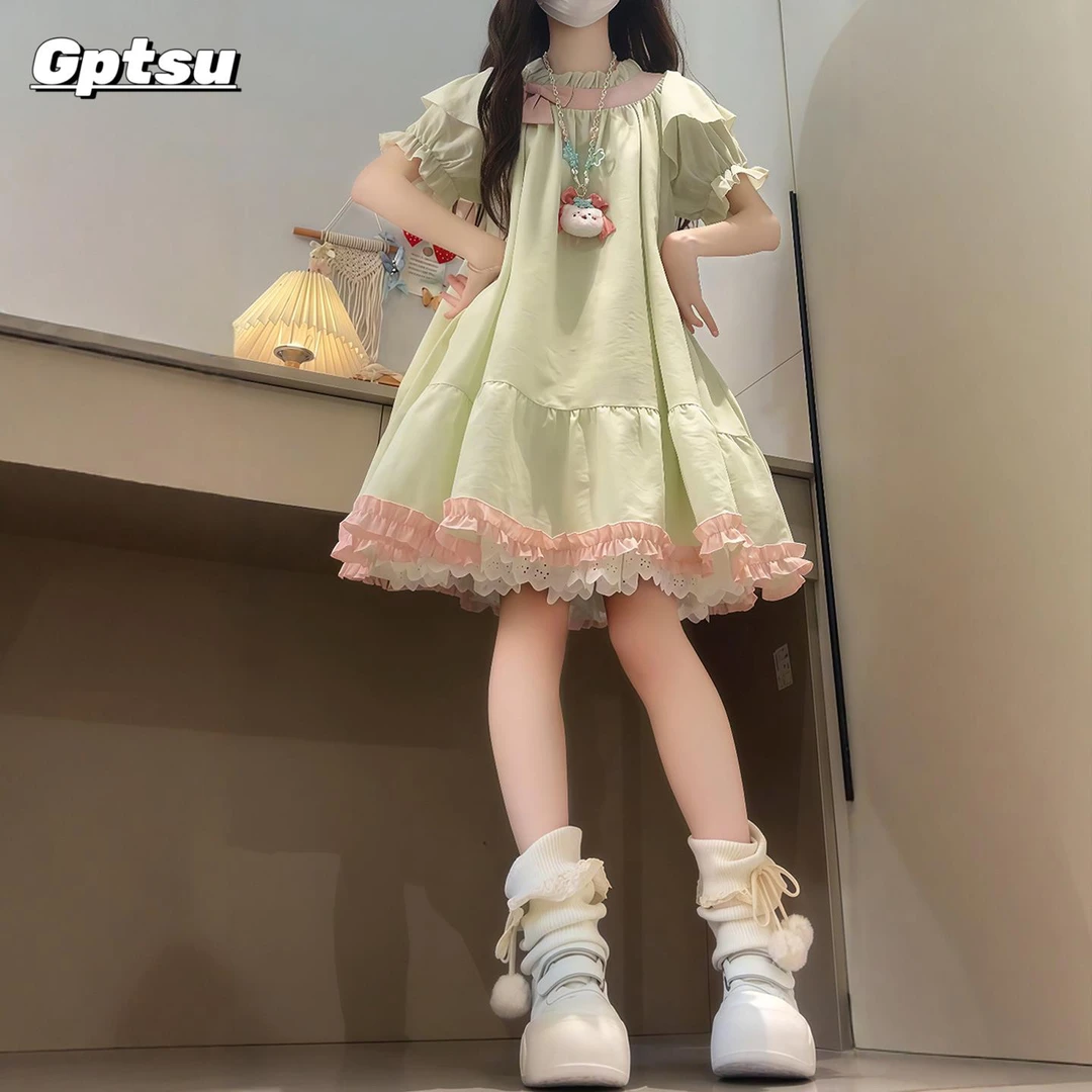 GPTSu女童连衣裙夏季2025新款洋气女大童娃娃裙子今年流行的短裙