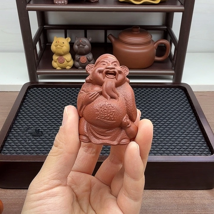 茶案朱泥财神爷茶宠