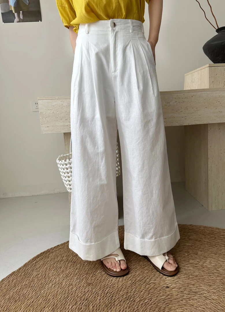 王姐专属--2025夏季简约韩系百搭显瘦半松紧直筒裤【克拉-8179】