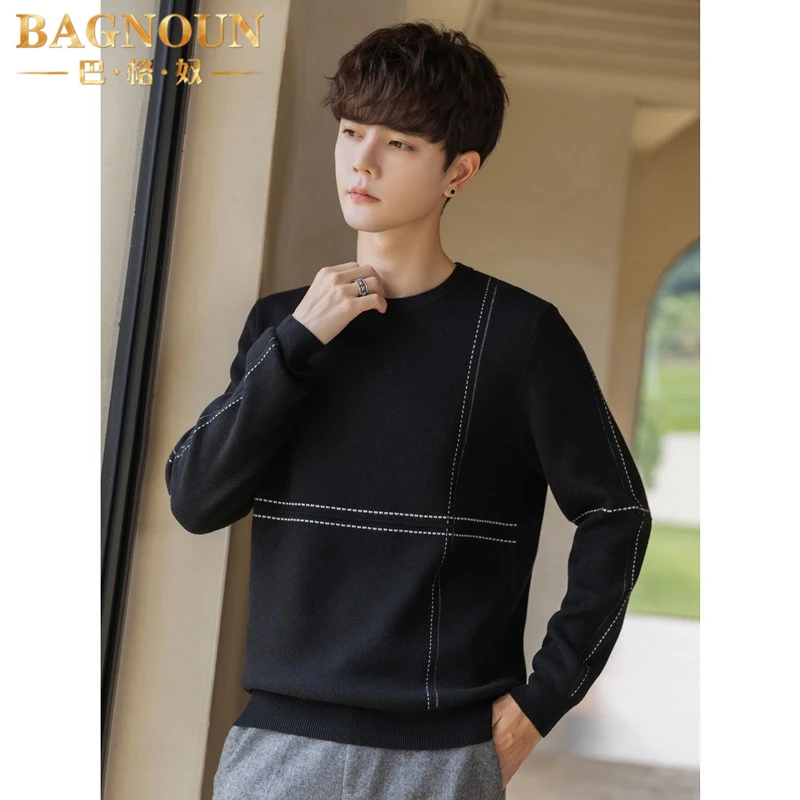巴格奴针织衫男士秋冬季新款时尚高端韩版休闲百搭中年高领潮毛衣