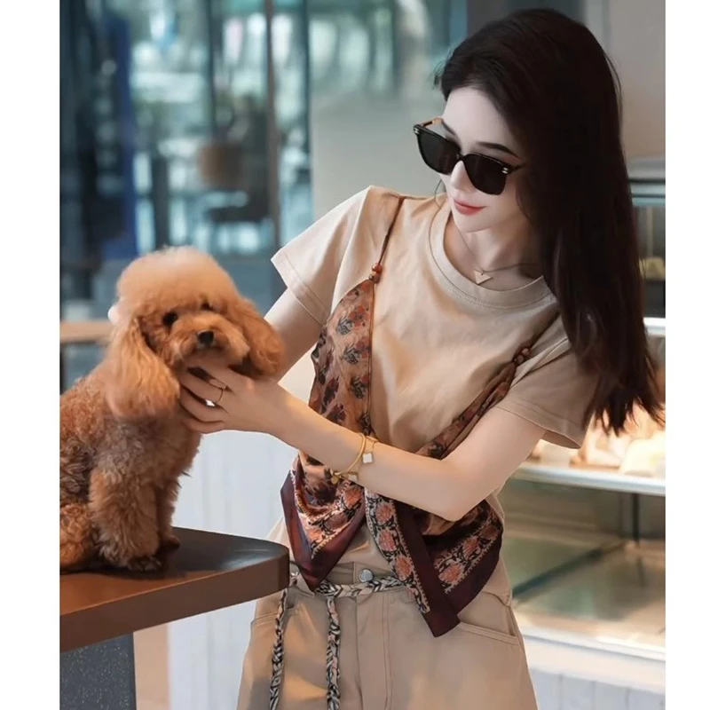 高级感假两件拼接短袖T恤女2025夏季新款小众时尚圆领ins上衣