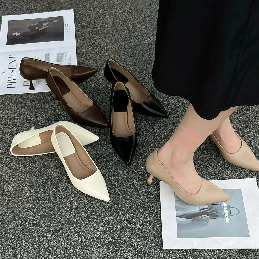 【软软鞋】5.5cm秋季细跟尖头超软气质高跟鞋单鞋女85196