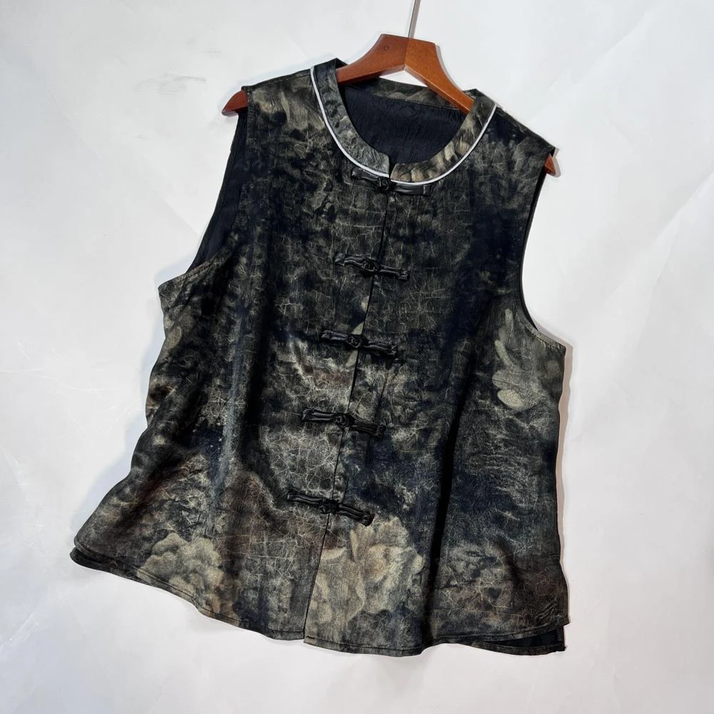 837 黑金立领国风马甲上衣短款