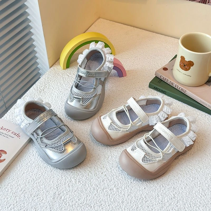 ABC女童凉鞋2025春夏季新款女童板鞋宝宝镂空网鞋软底儿童运动鞋