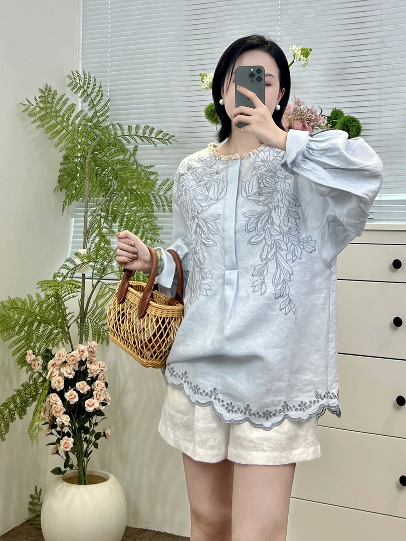 【深圳丽姐-Laura】25301重工钉珠刺绣衬衫