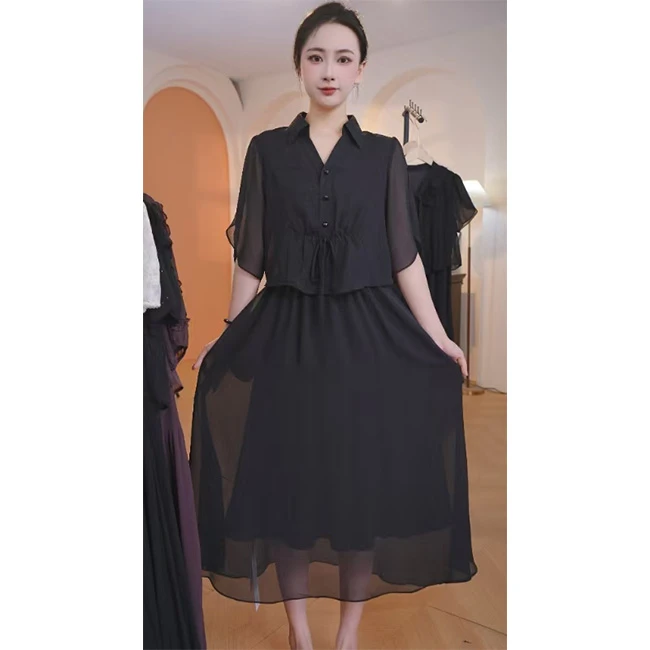 L8654  时尚洋气气质假两件连衣裙2025年春夏新款优雅减龄显瘦