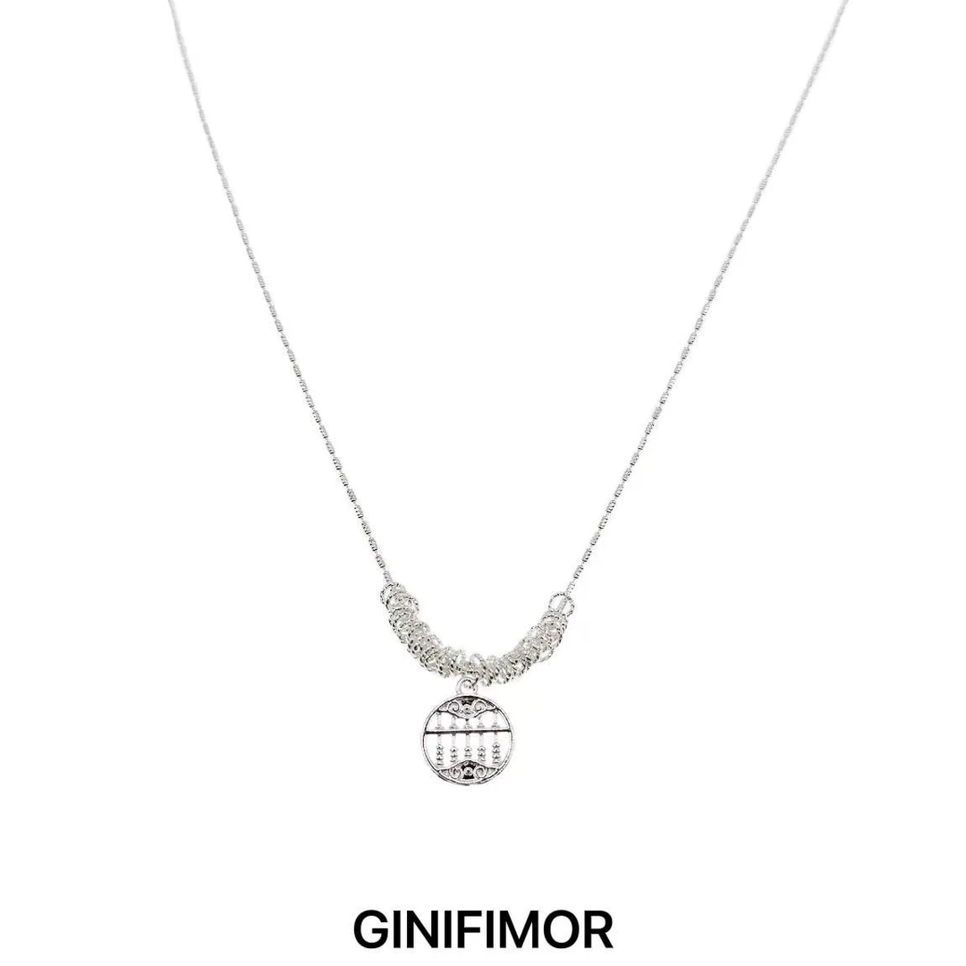 GINIFIMOR 铜合金项链 a655 如意算盘钱币吊坠项链女百搭锁骨链