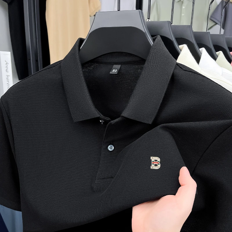高端英伦巴家专柜轻奢男士短袖POLO衫夏季新款商务宽松百搭T恤男