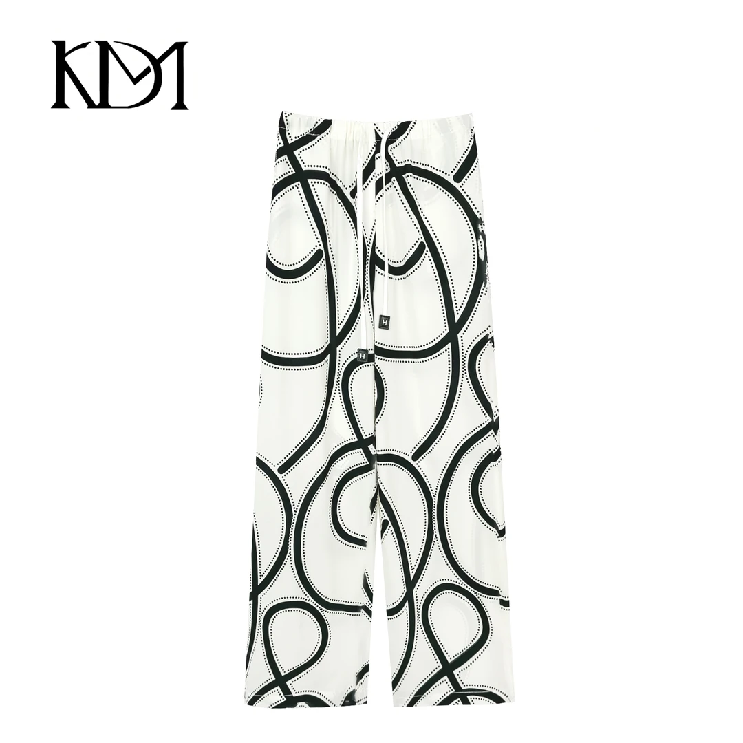 KAMUDING2025年春夏新款高质感定制经典拼色直筒垂感休闲裤5083