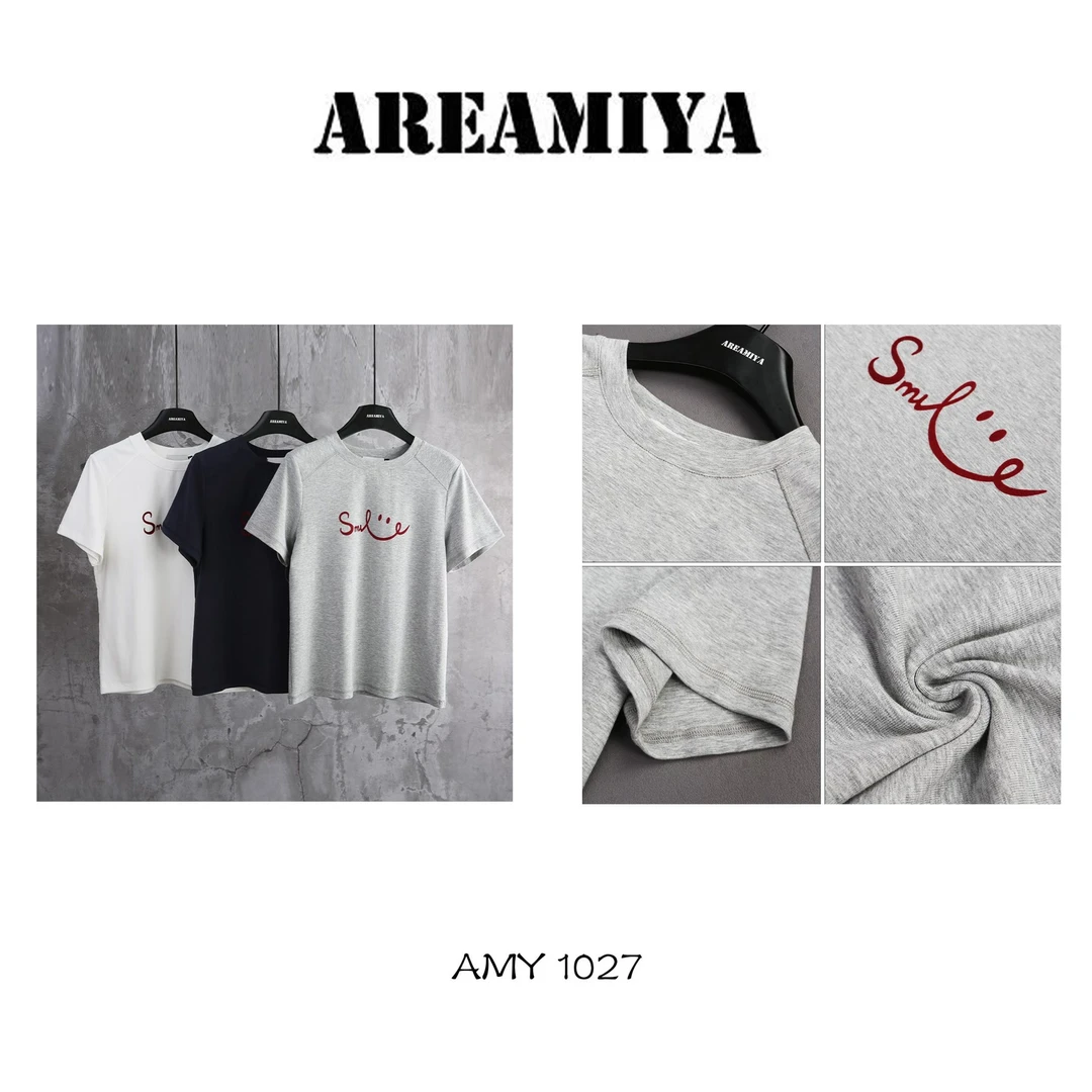 【微笑万事达】字母笑脸印花T恤AMY1027