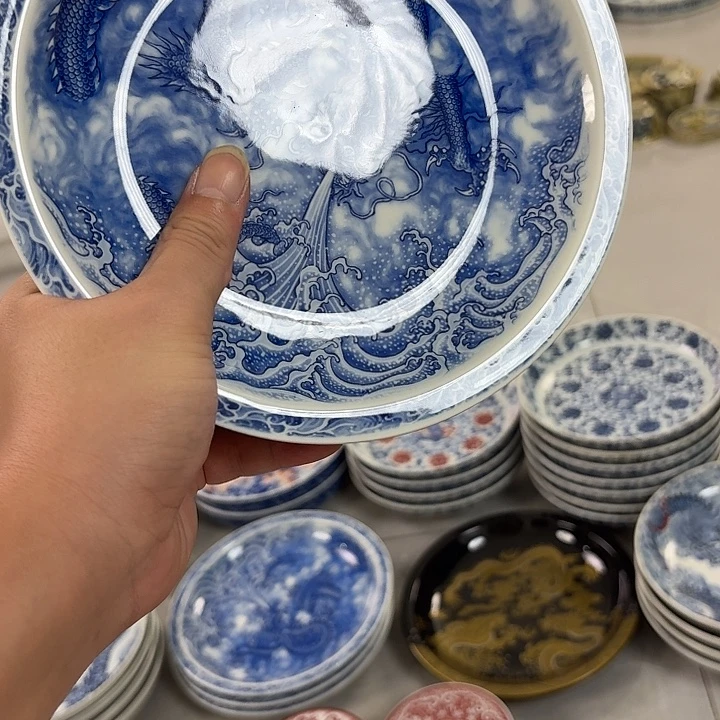 瓷片墨龙吸水大胡乘景德镇