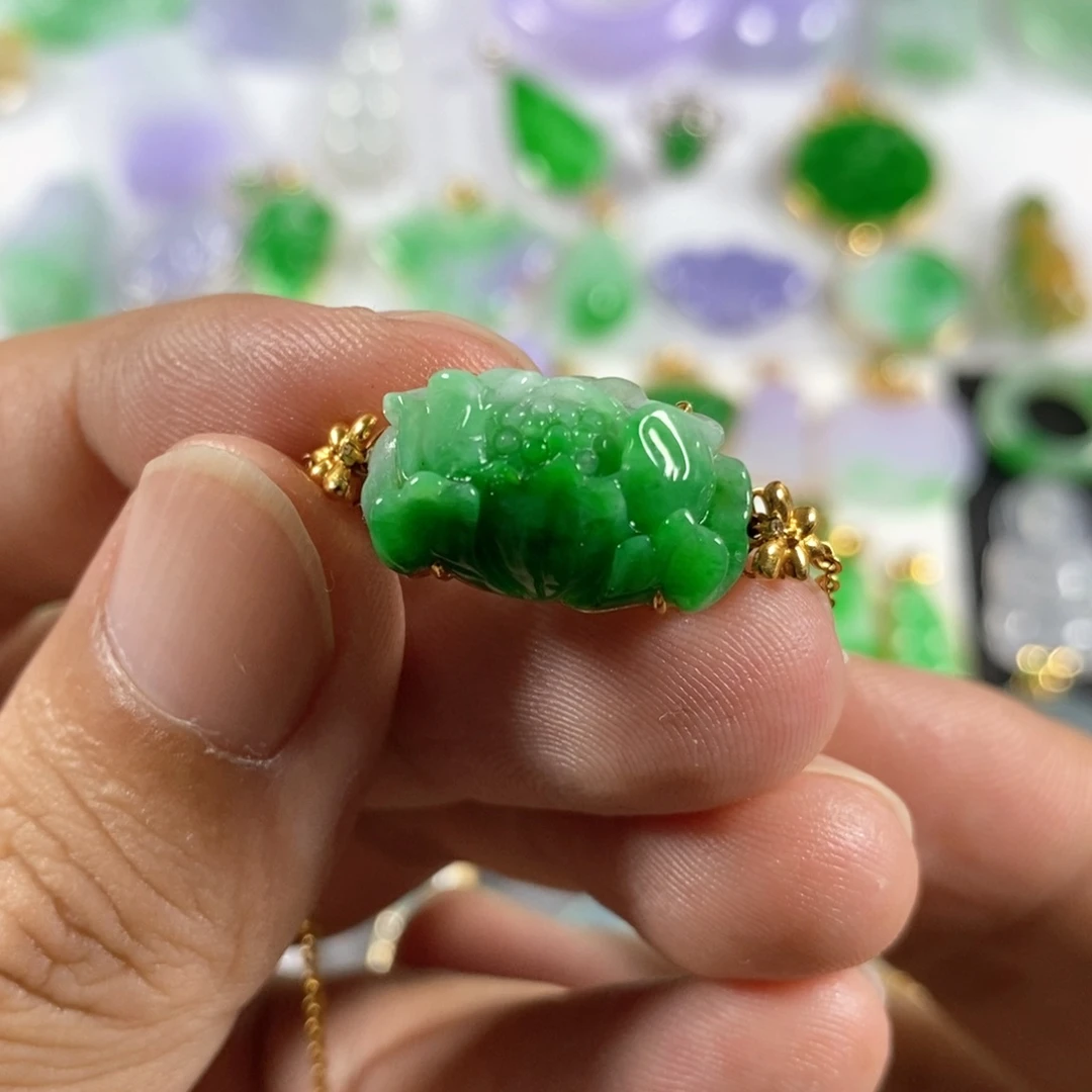 翡翠手链18K金镶嵌翡翠