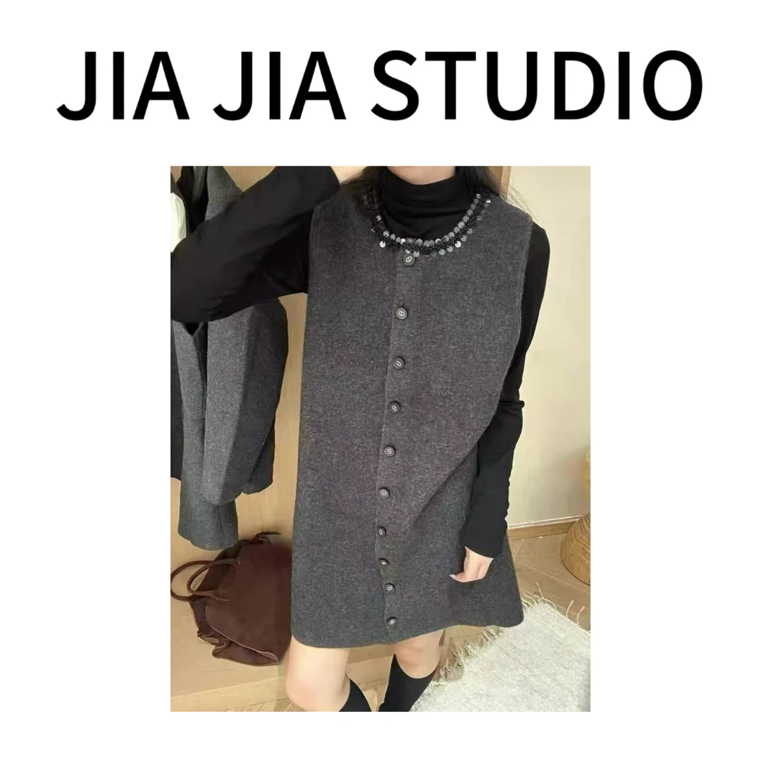 嘉嘉推荐#6950-1【早春加厚款】亮晶晶百搭马甲裙