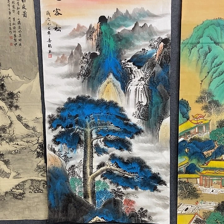 国画四尺迎客松一副