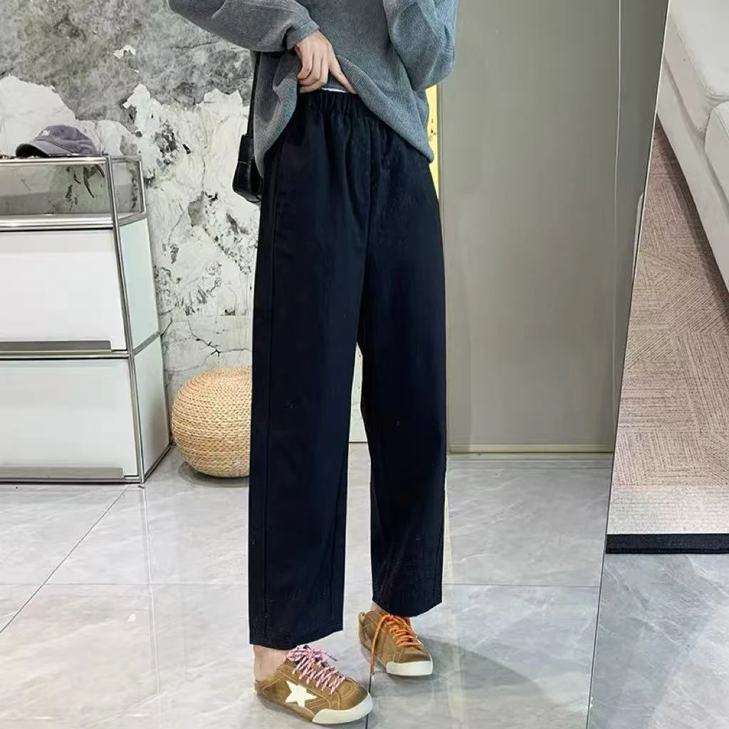 CJ S腰62-96长94松紧腰纯色基础休闲出街日常百搭休闲裤 2246