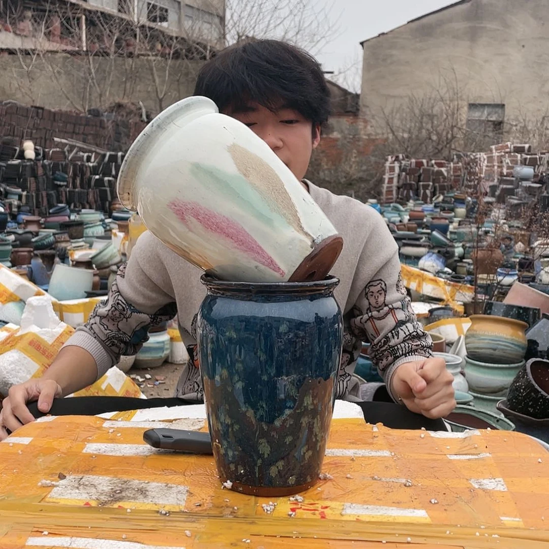 宜兴紫砂粗陶花盆