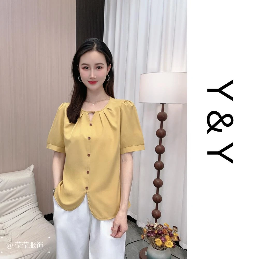 M-2025年夏季新款韩版时尚衬衫女百搭显瘦短袖上衣气质休闲衬衣