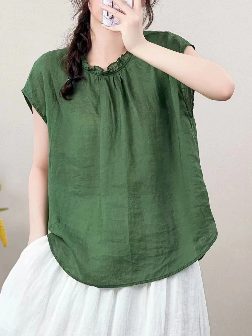 常规款常规短袖后面一排扣子夏季显瘦文艺复古