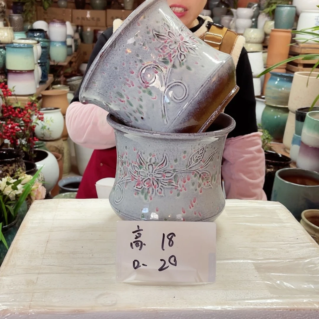 紫砂花盆高度18口径20