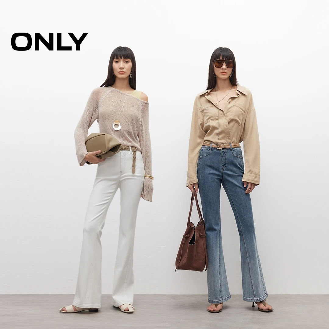 ONLY秋季修身显瘦高腰喇叭裤长裤牛仔裤女裤子|125232003
